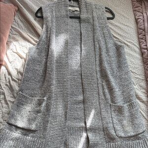 LOFT Heather Gray Open Front Cardigan Vest